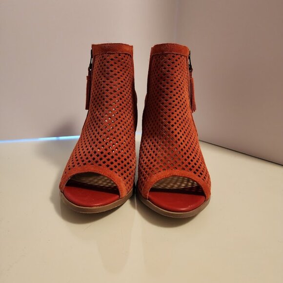 Sole Society Orange Open Toe Suede Booties - Picture 5 of 10